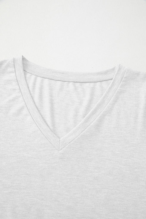 V-Neck Long Sleeve Relaxed Fit Pullover Top